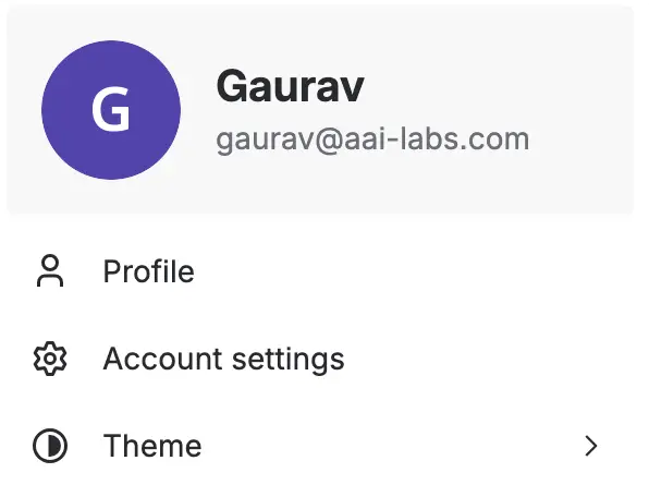 Atlassian profile menu with Account settings